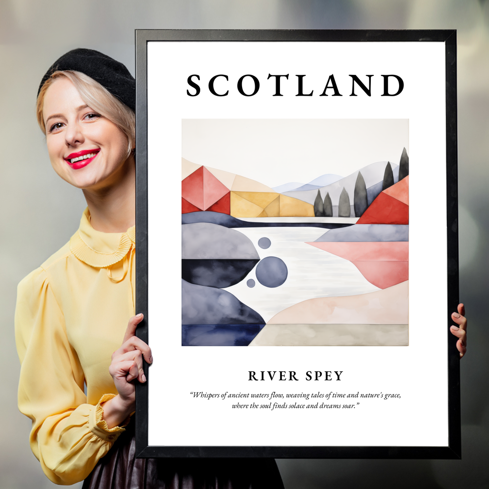 Person holding a poster of River Spey