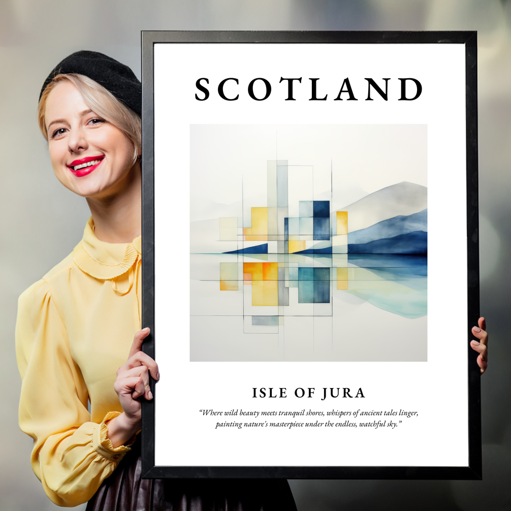 Person holding a poster of Isle of Jura