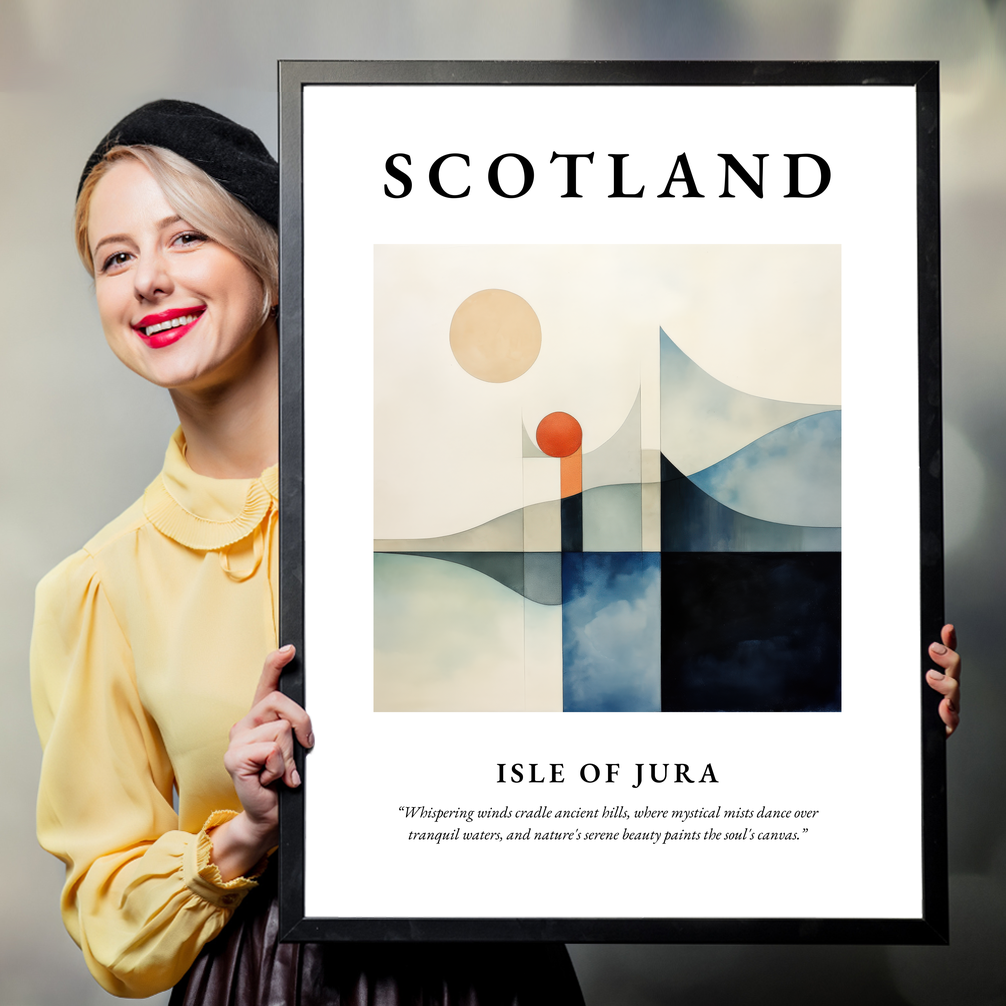 Person holding a poster of Isle of Jura