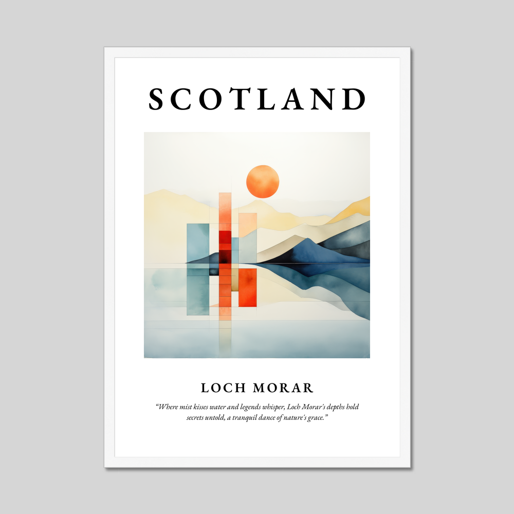 Poster in a white frame with the word Scotland