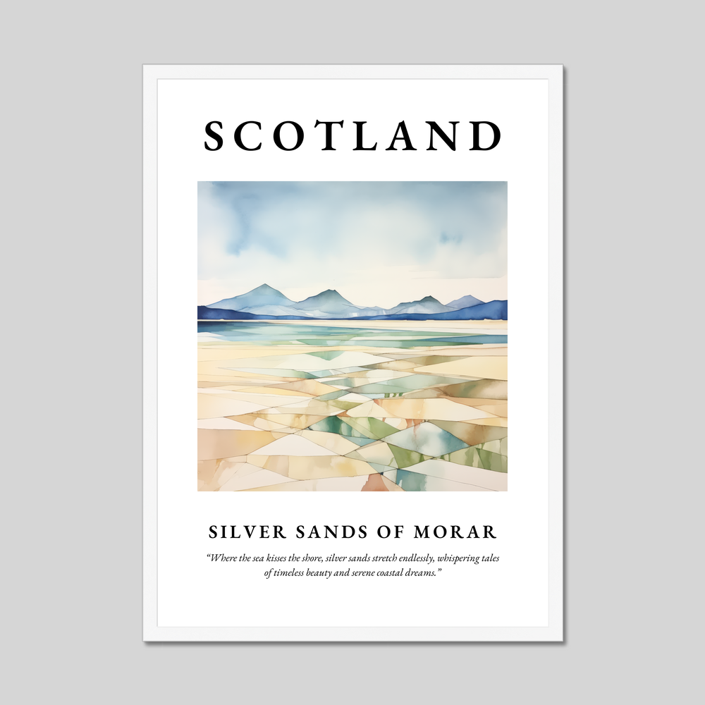 Poster in a white frame with the word Scotland