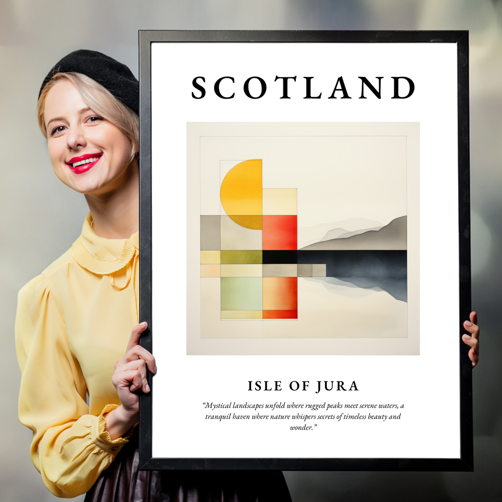 Person holding a poster of Isle of Jura