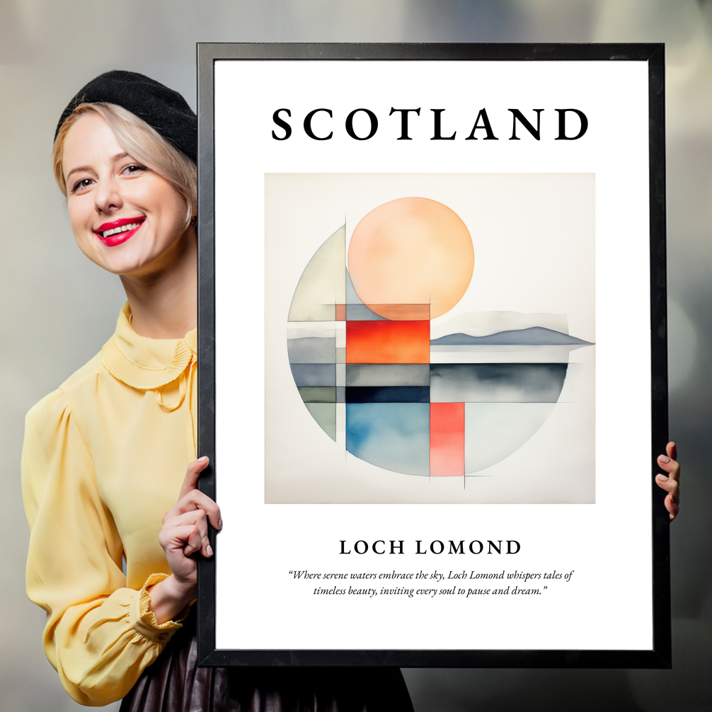 Person holding a poster of Loch Lomond