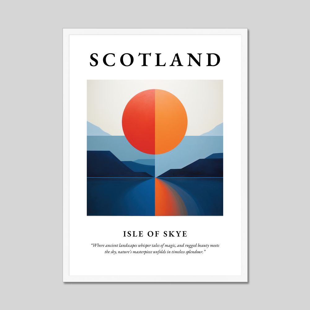 Poster in a white frame with the word Scotland