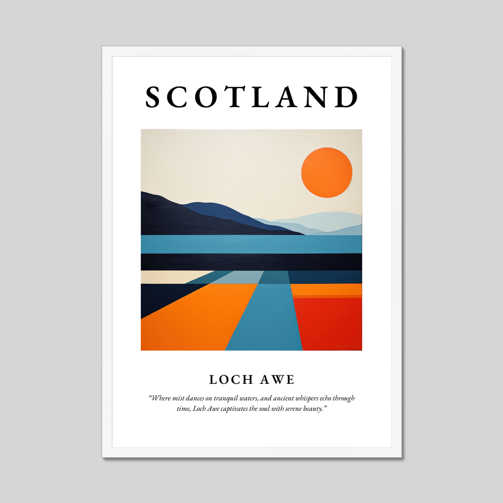 Poster in a white frame with the word Scotland