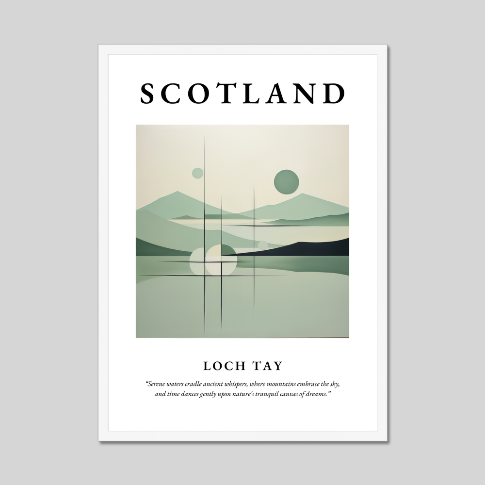 Poster in a white frame with the word Scotland