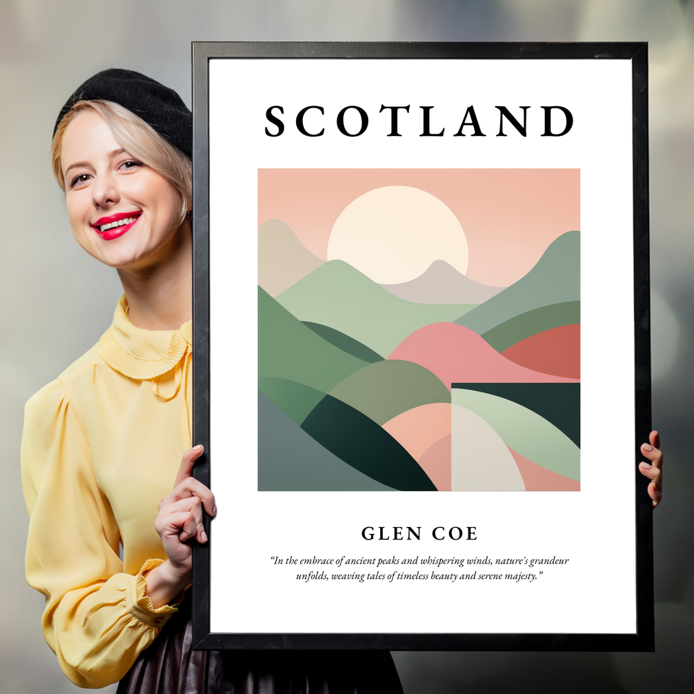 Person holding a poster of Glen Coe