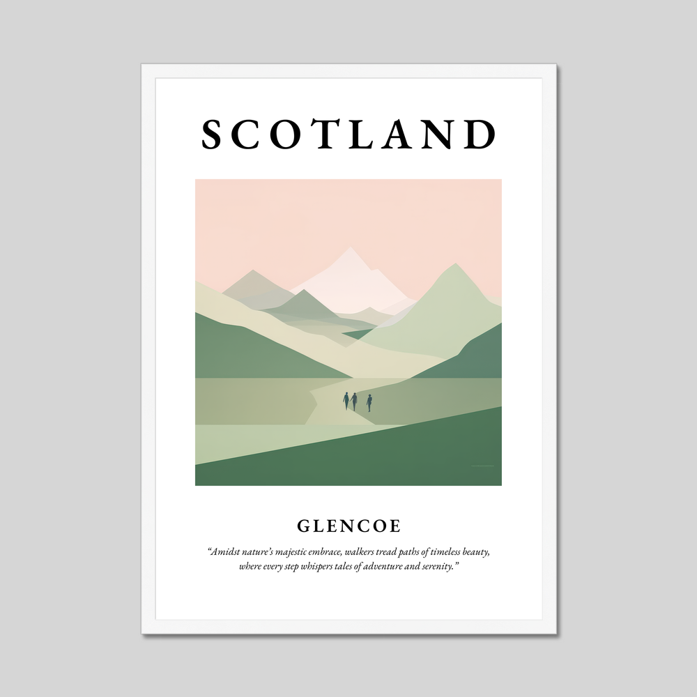 Poster in a white frame with the word Scotland