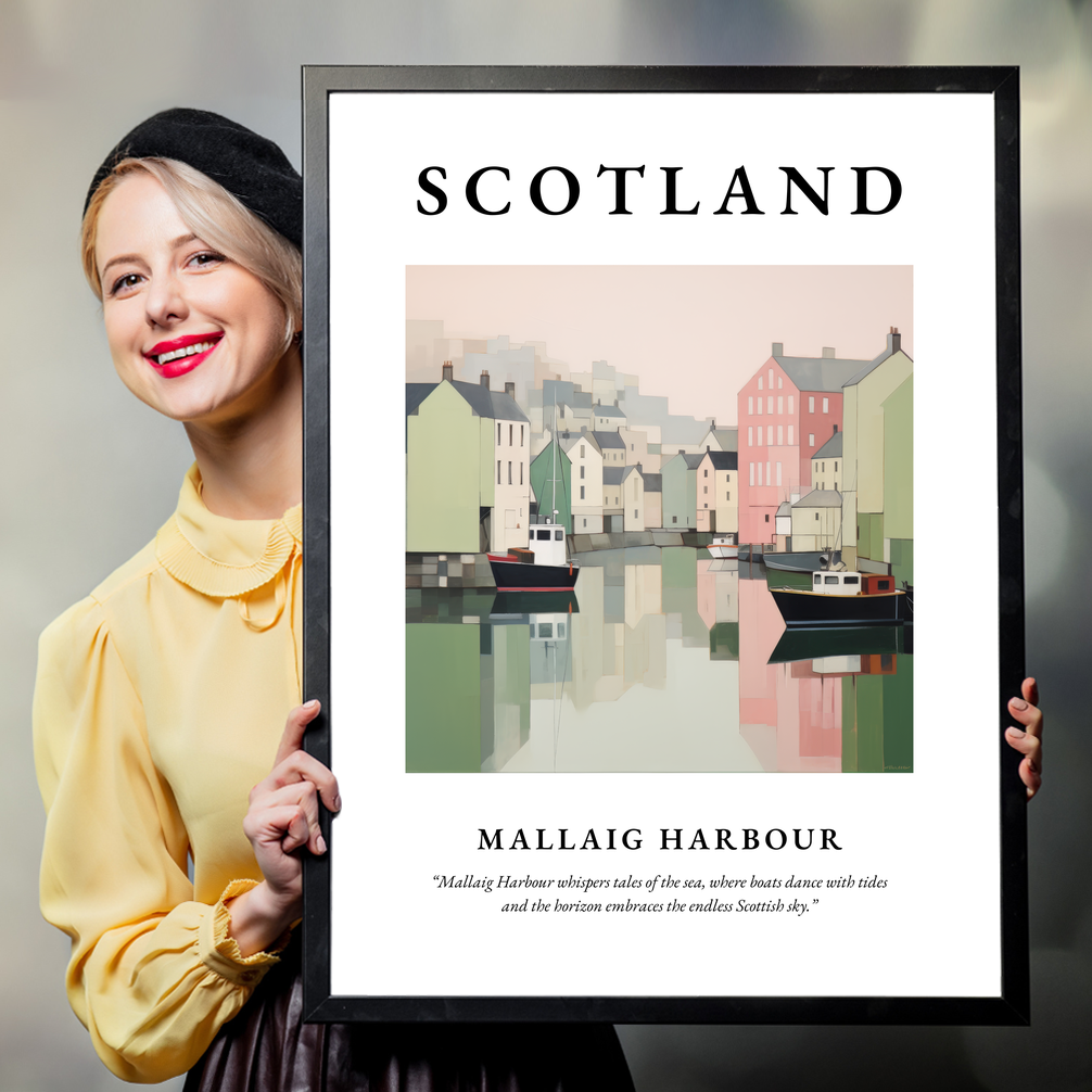 Person holding a poster of Mallaig Harbour