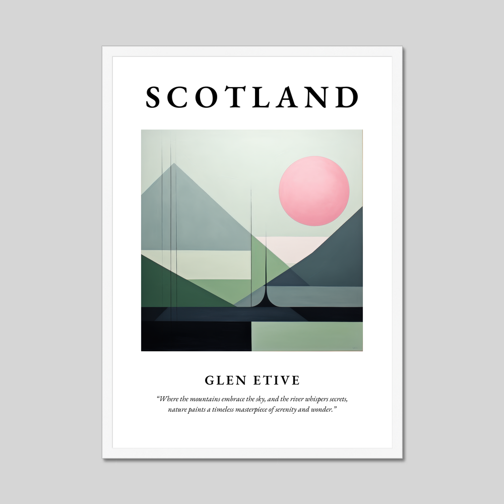 Poster in a white frame with the word Scotland