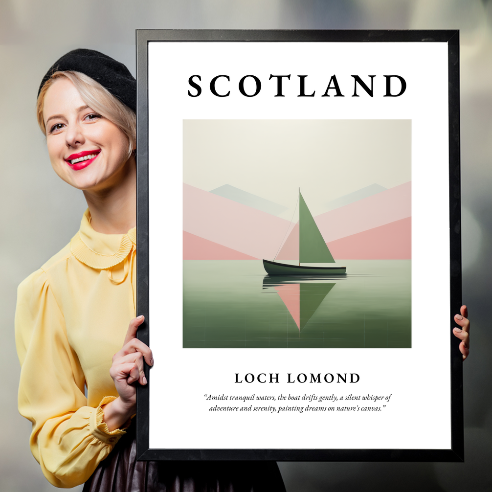 Person holding a poster of Loch Lomond