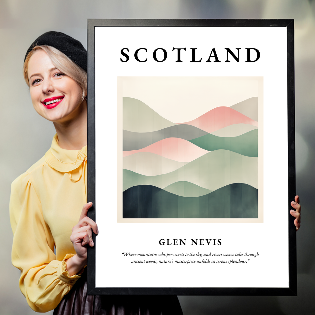 Person holding a poster of Glen Nevis