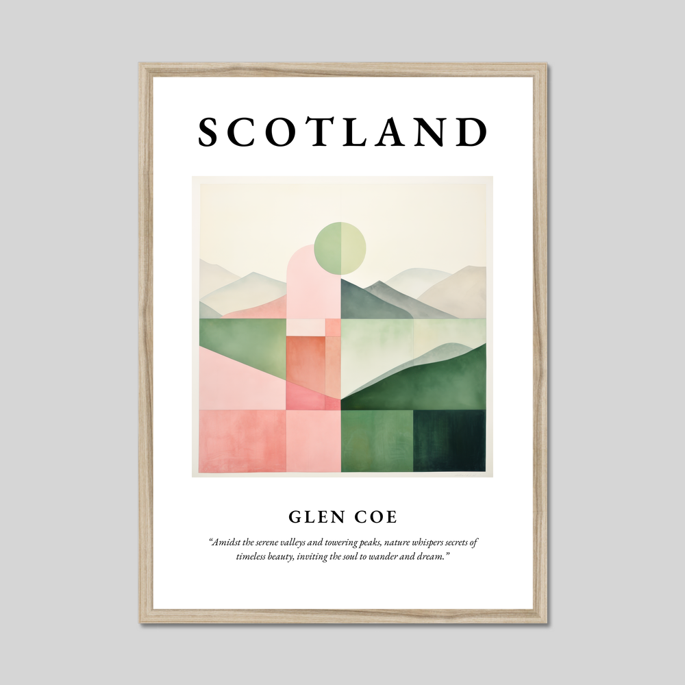 Poster in a natural frame with the word Scotland