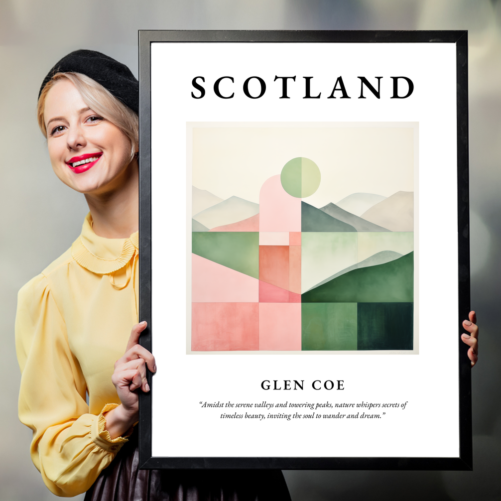 Person holding a poster of Glen Coe