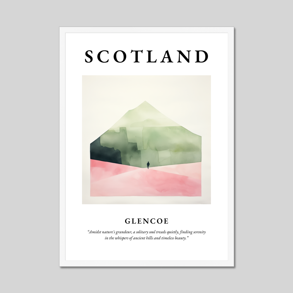 Poster in a white frame with the word Scotland