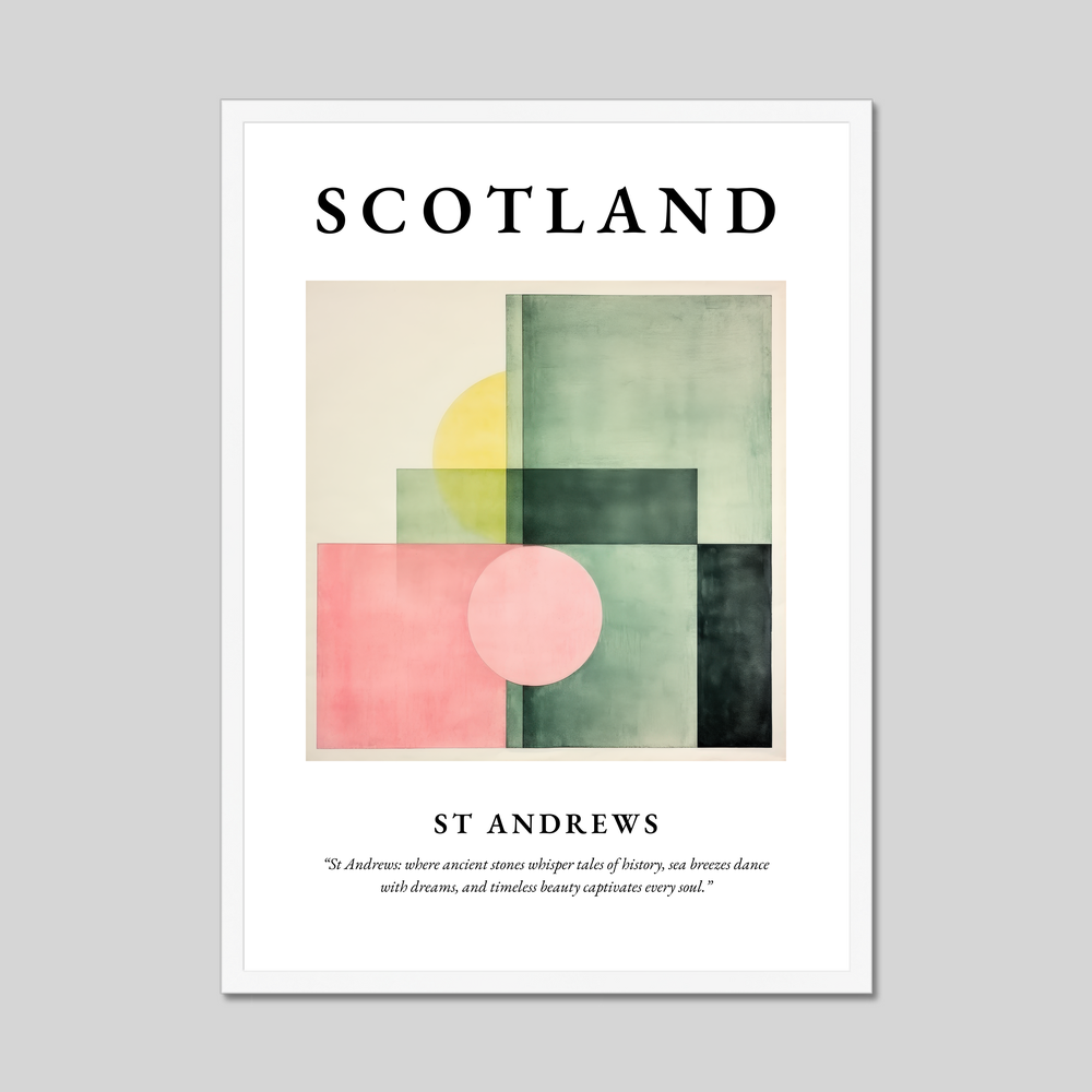 Poster in a white frame with the word Scotland