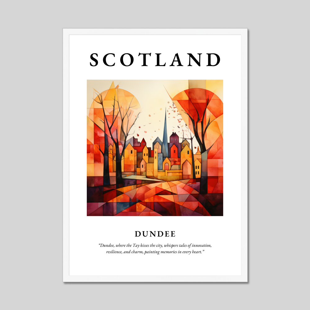 Poster in a white frame with the word Scotland