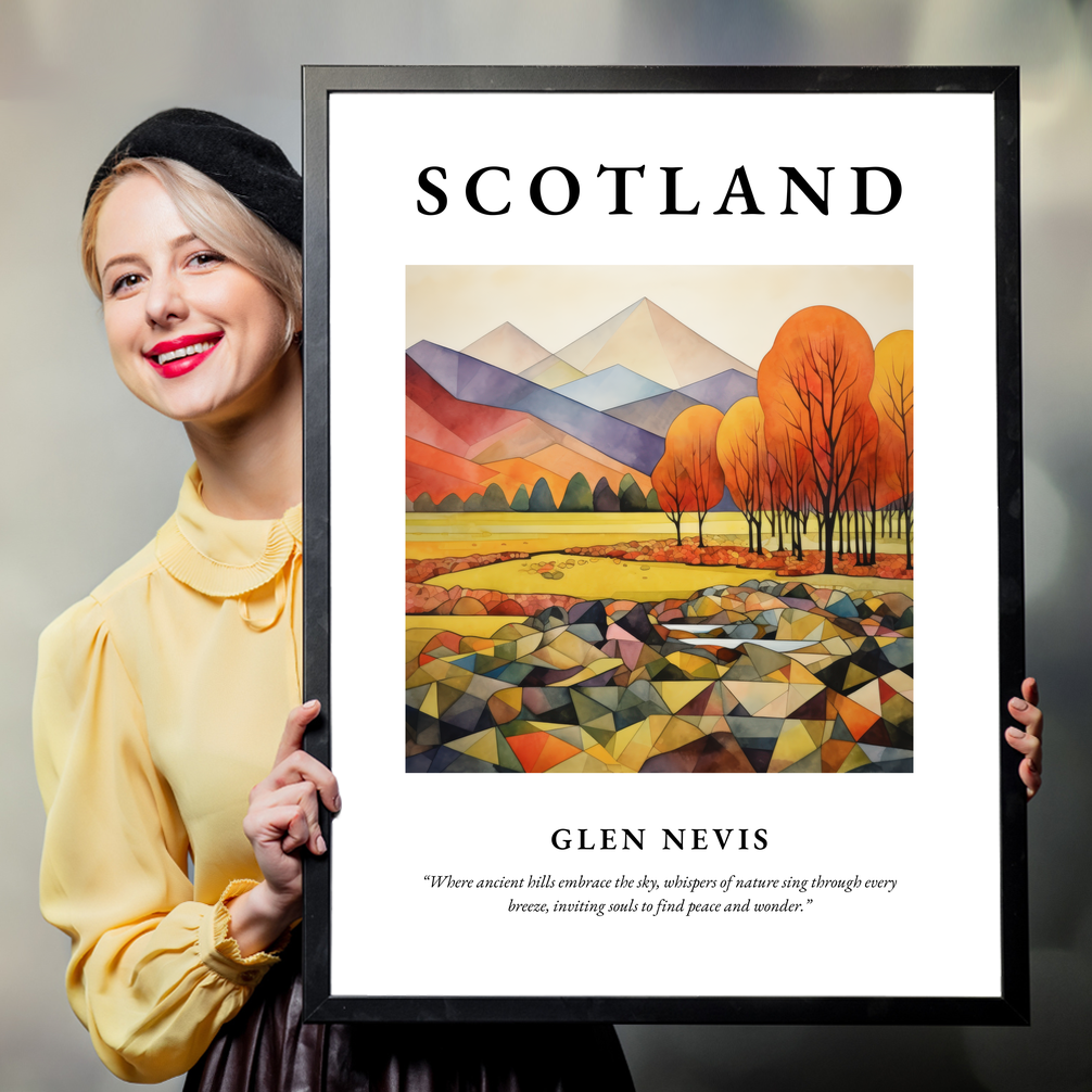 Person holding a poster of Glen Nevis