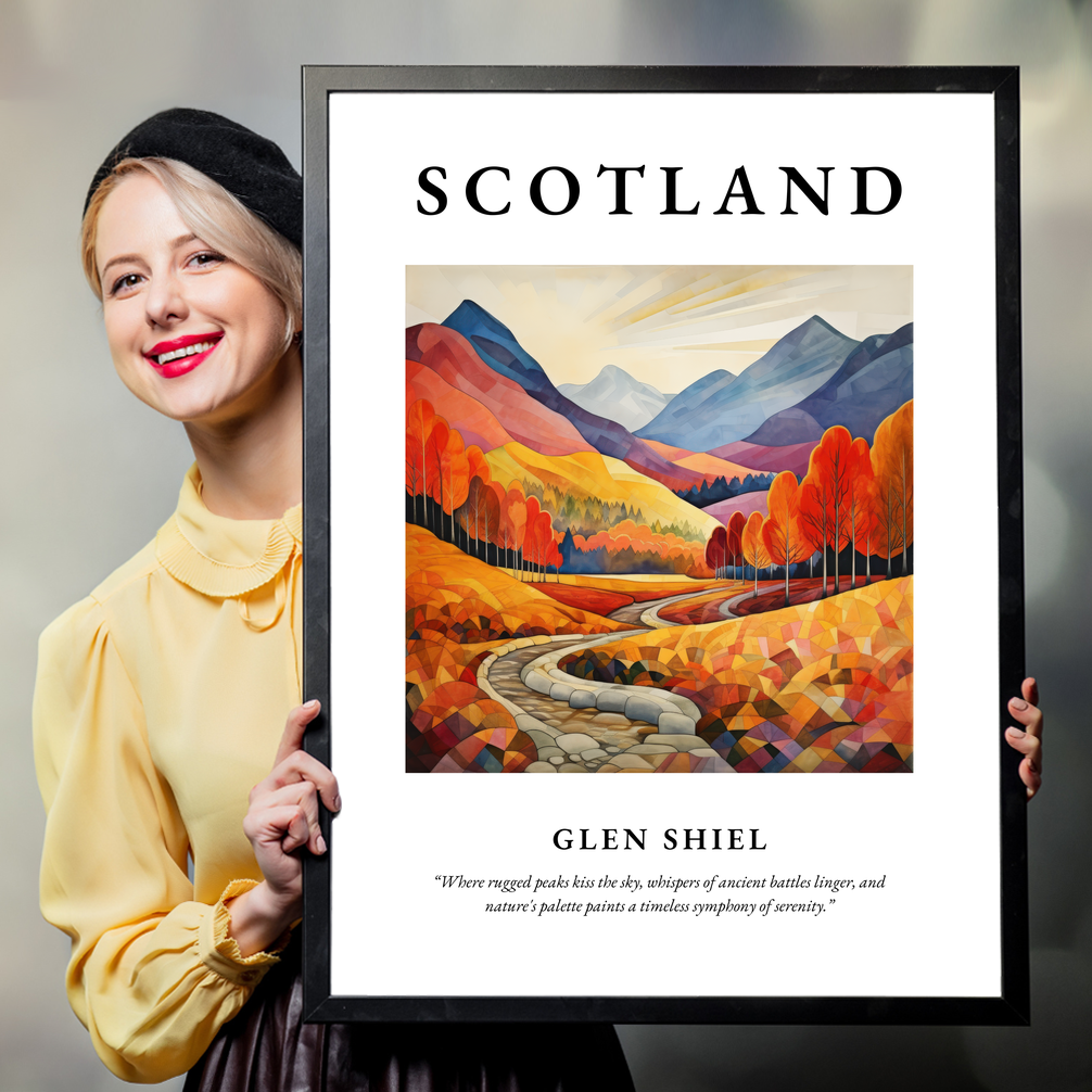 Person holding a poster of Glen Shiel