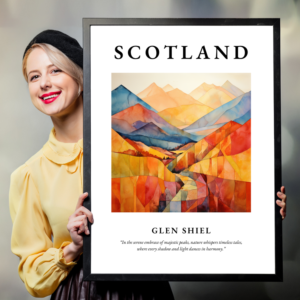 Person holding a poster of Glen Shiel