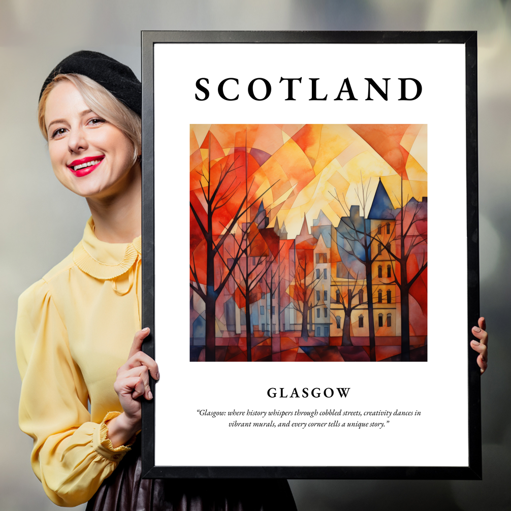 Person holding a poster of Glasgow