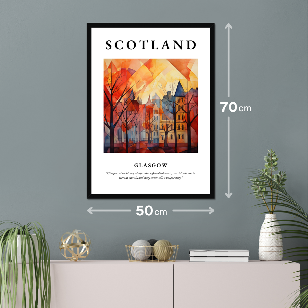 Poster of Glasgow hanging on a wall