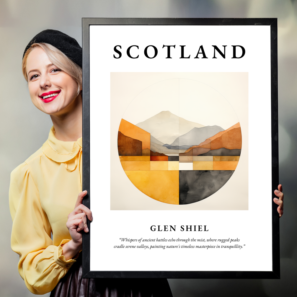 Person holding a poster of Glen Shiel