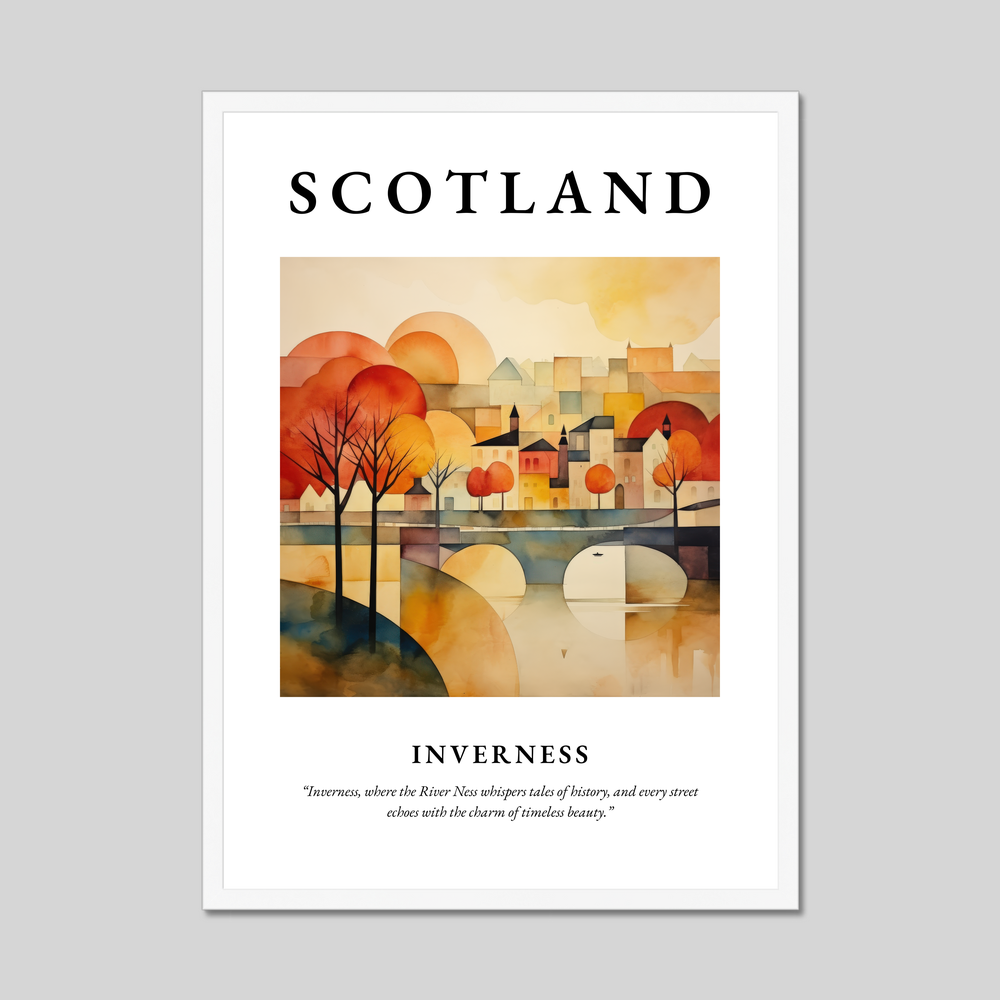 Poster in a white frame with the word Scotland