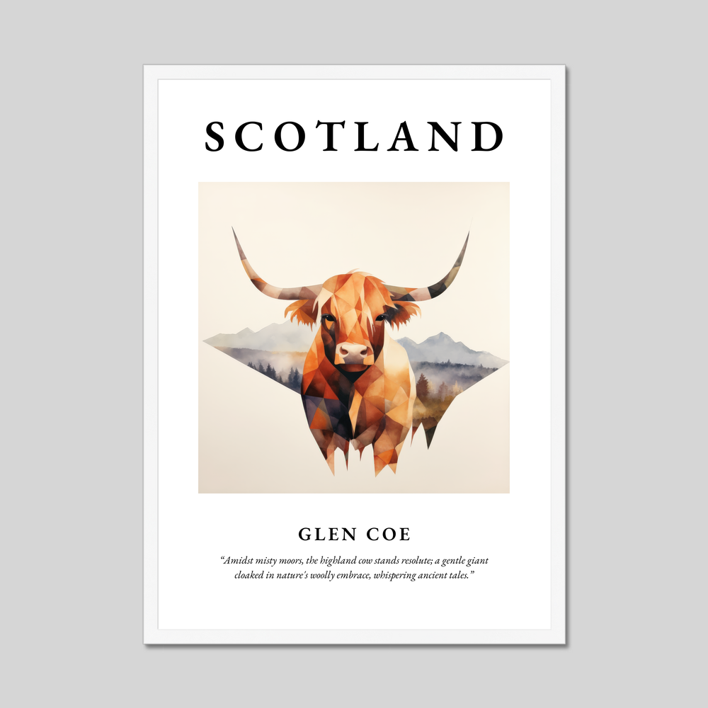 Poster in a white frame with the word Scotland