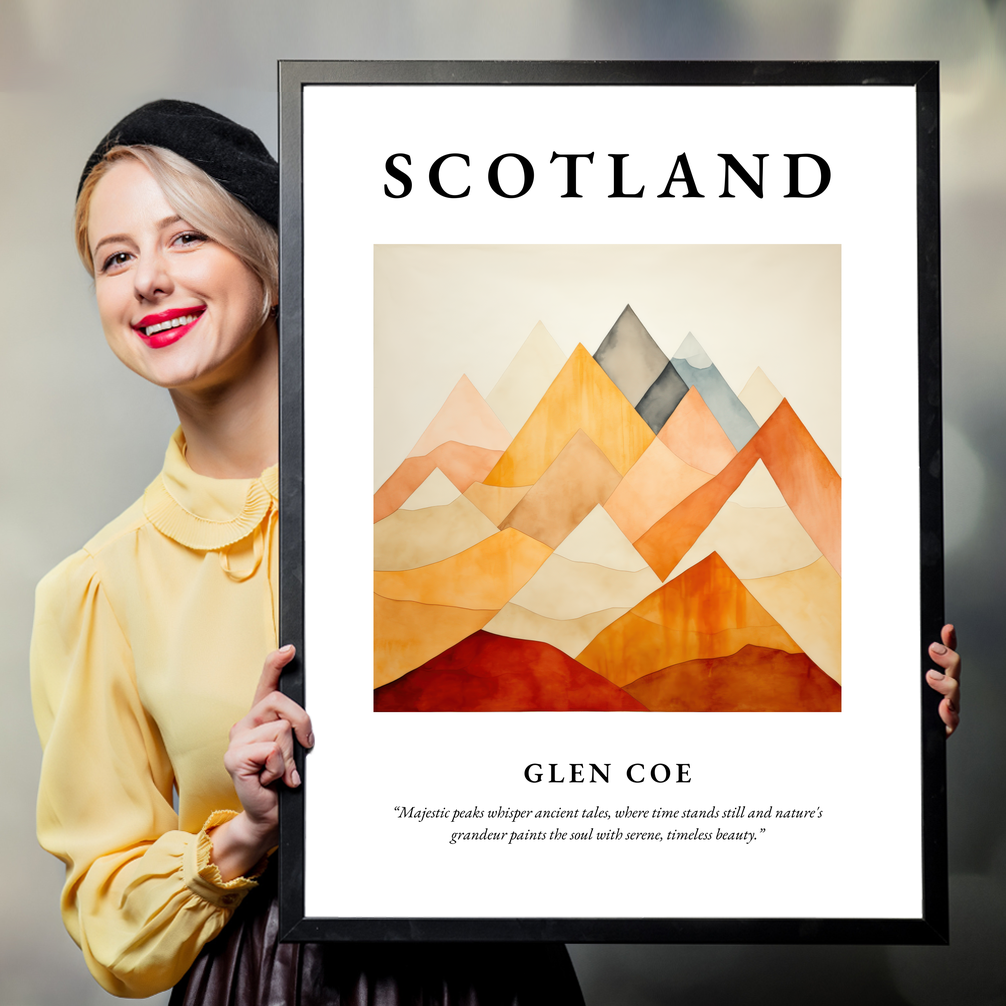 Person holding a poster of Glen Coe