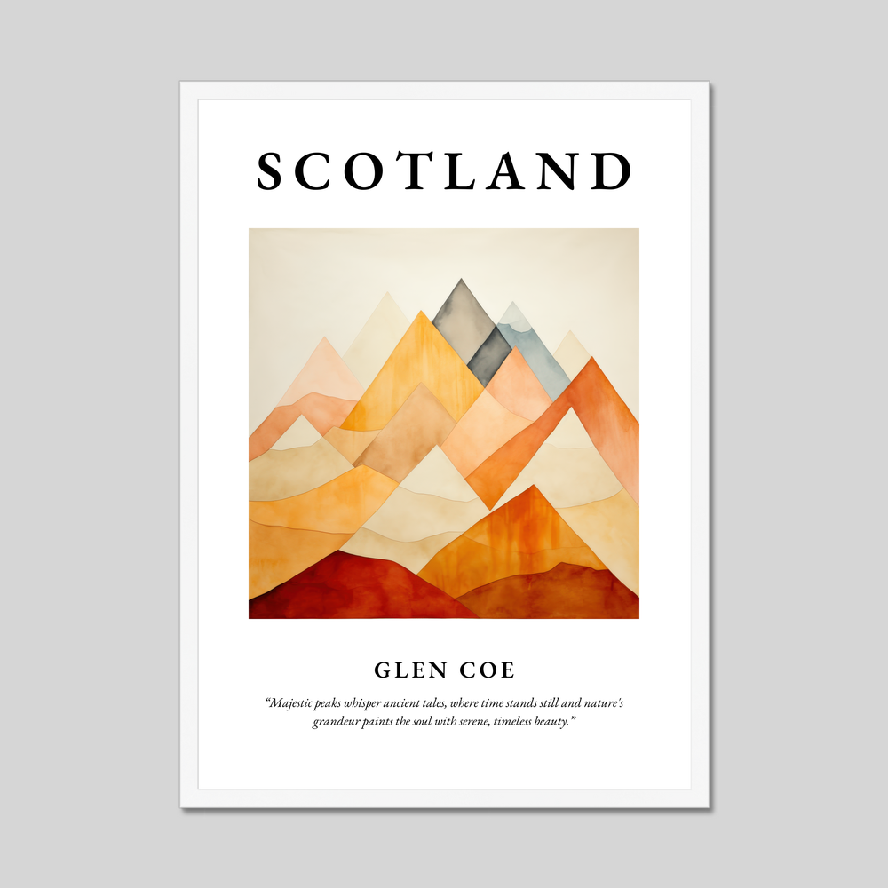 Poster in a white frame with the word Scotland