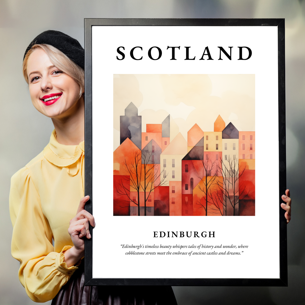 Person holding a poster of Edinburgh