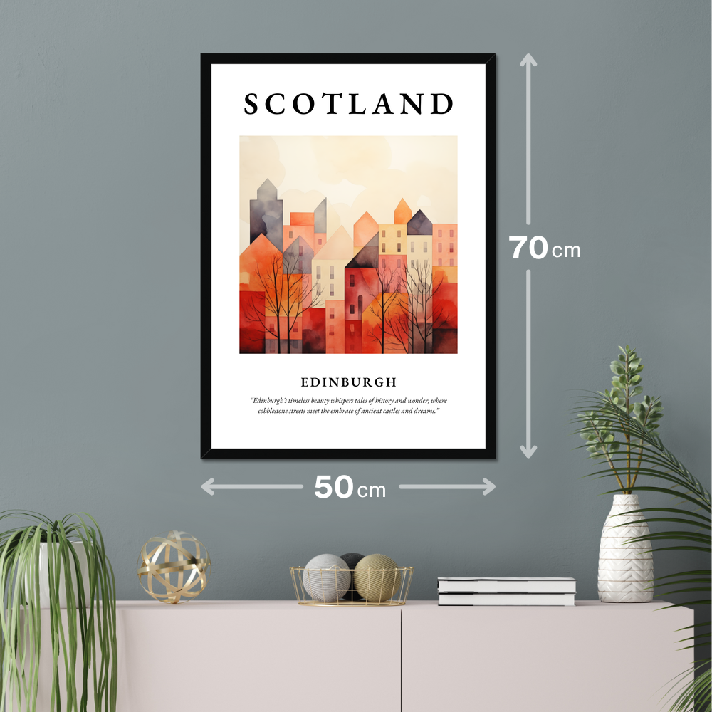 Poster of Edinburgh hanging on a wall