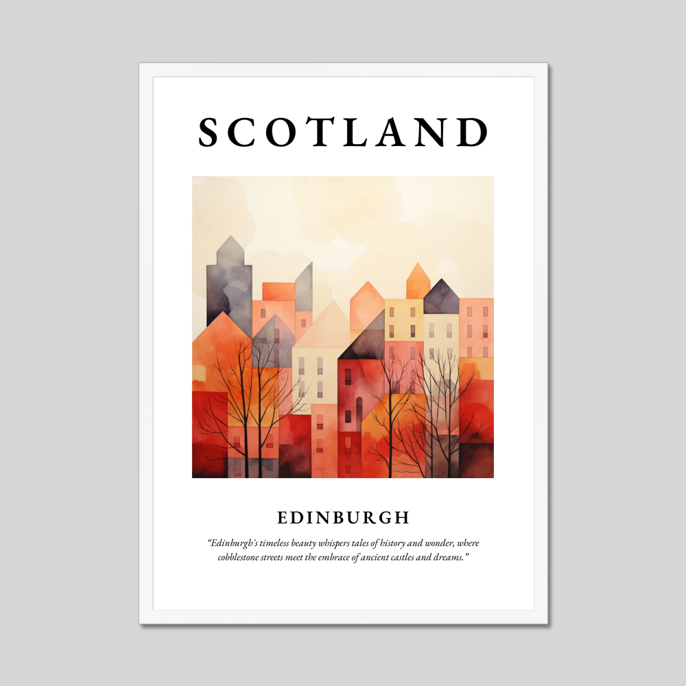 Poster in a white frame with the word Scotland