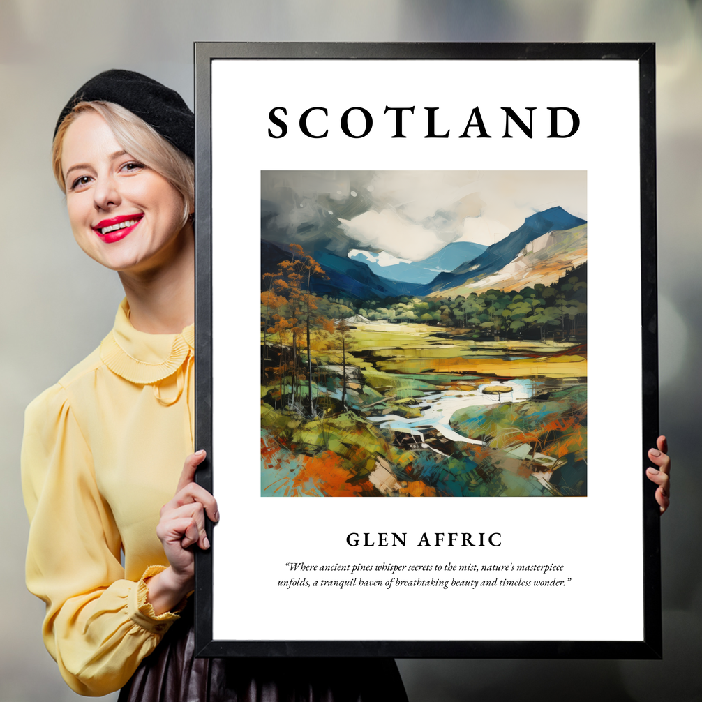 Person holding a poster of Glen Affric