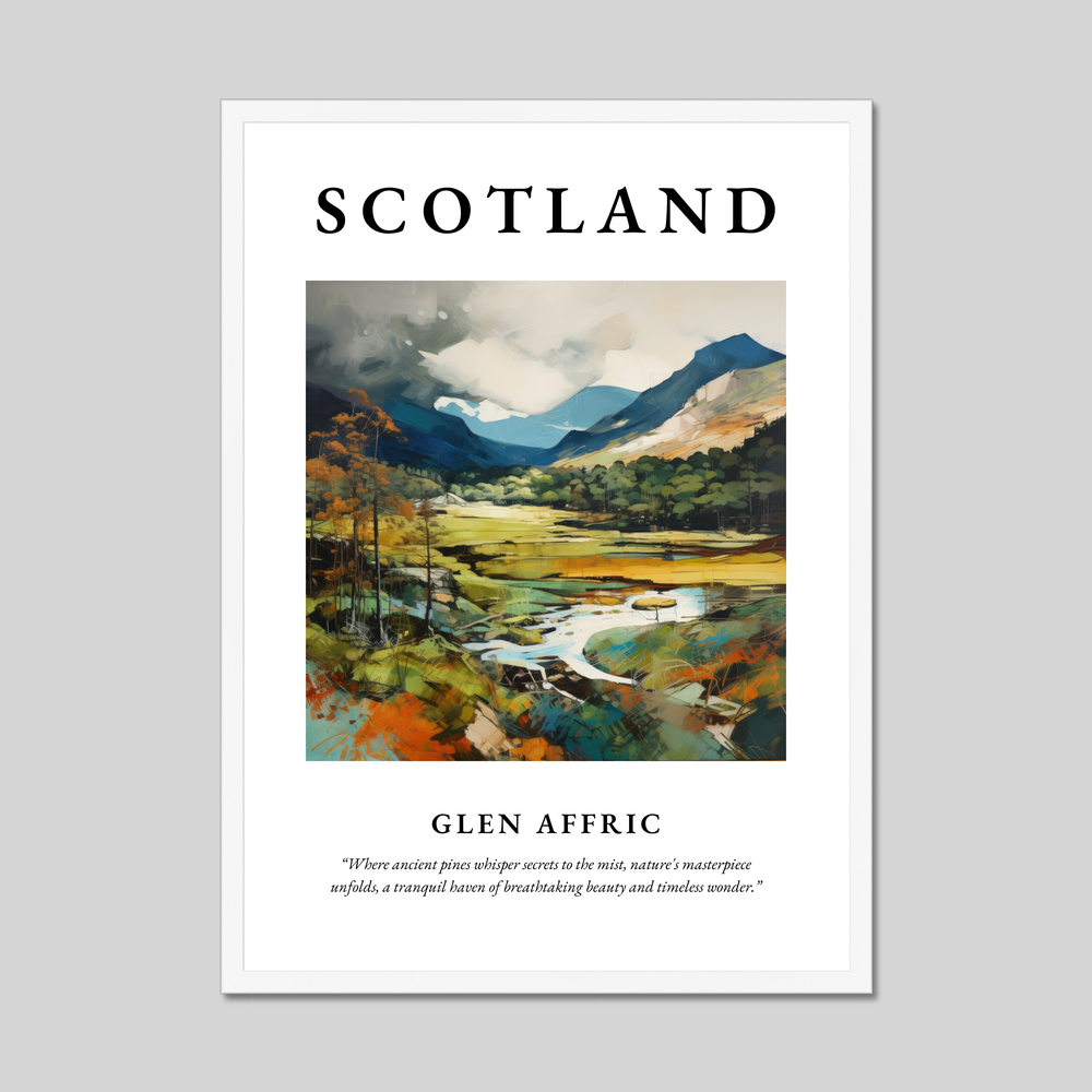 Poster in a white frame with the word Scotland