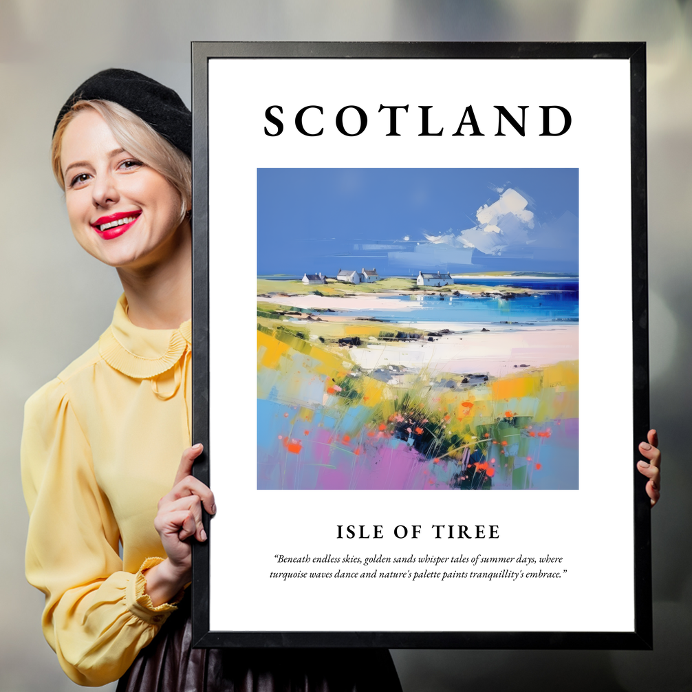 Person holding a poster of Isle of Tiree