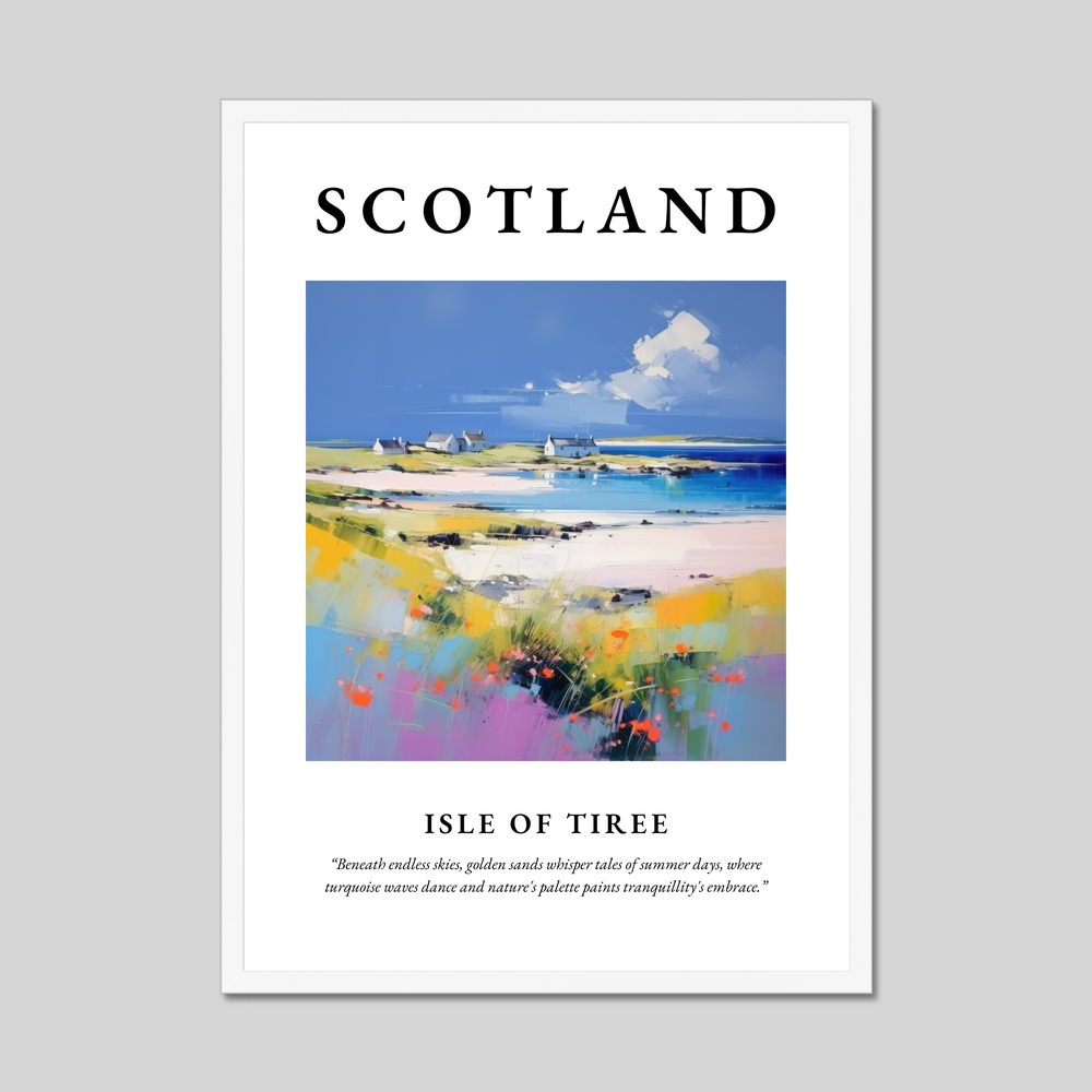 Poster in a white frame with the word Scotland