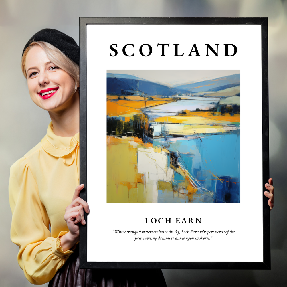 Person holding a poster of Loch Earn