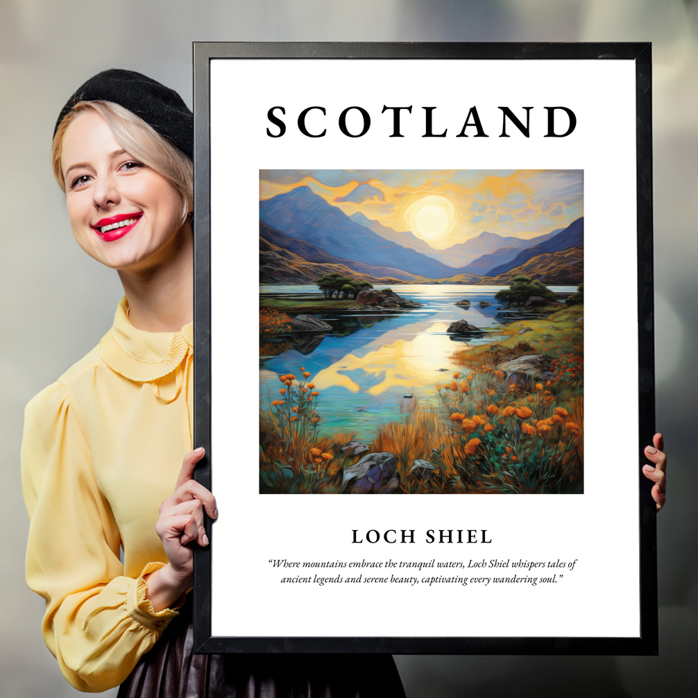 Person holding a poster of Loch Shiel