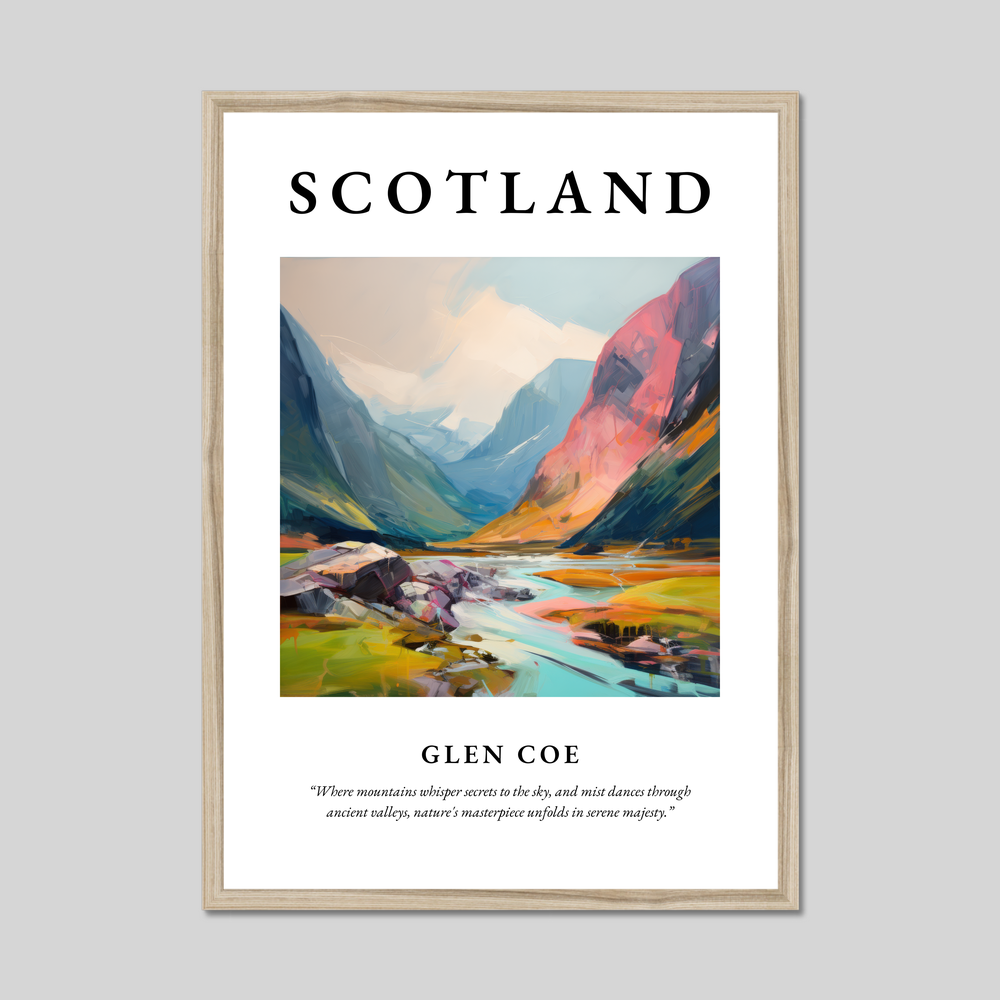 Poster in a natural frame with the word Scotland