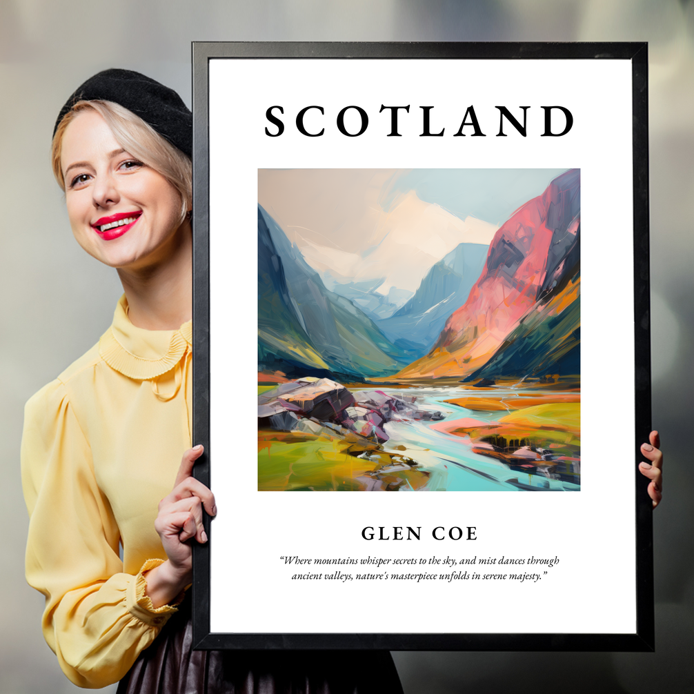 Person holding a poster of Glen Coe