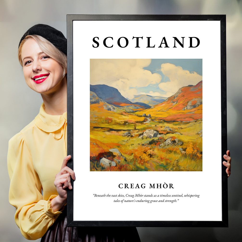 Person holding a poster of Creag Mhòr