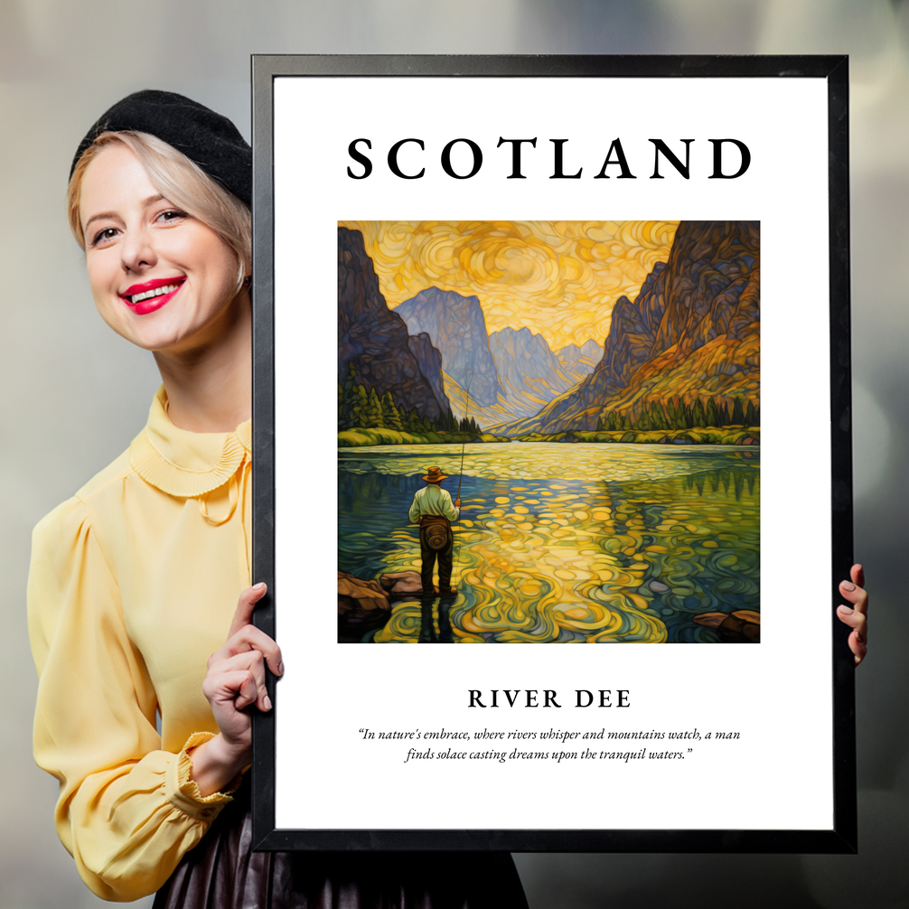 Person holding a poster of River Dee