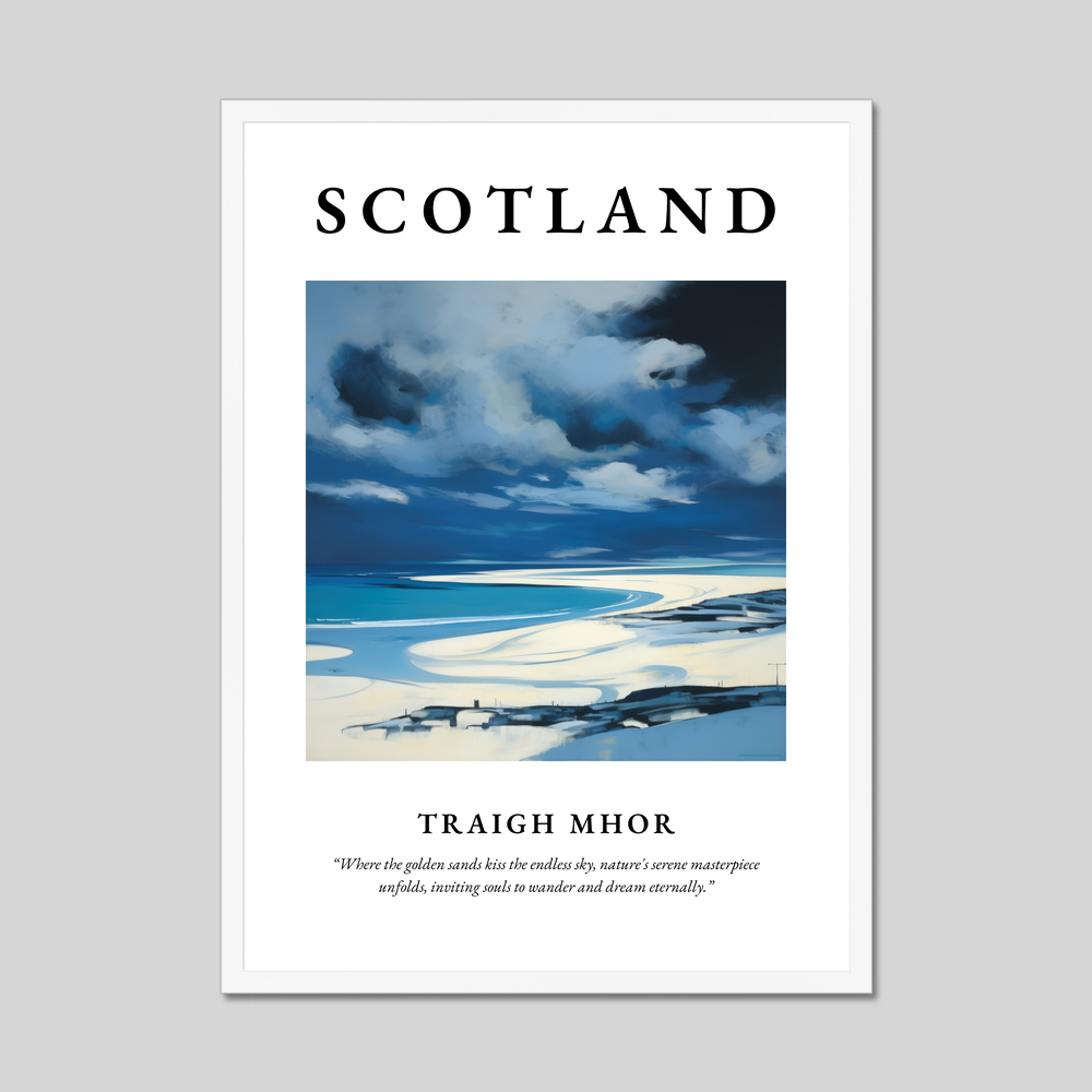 Poster in a white frame with the word Scotland