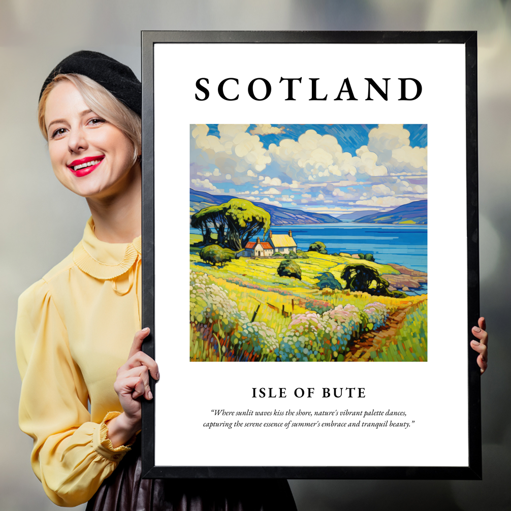 Person holding a poster of Isle of Bute