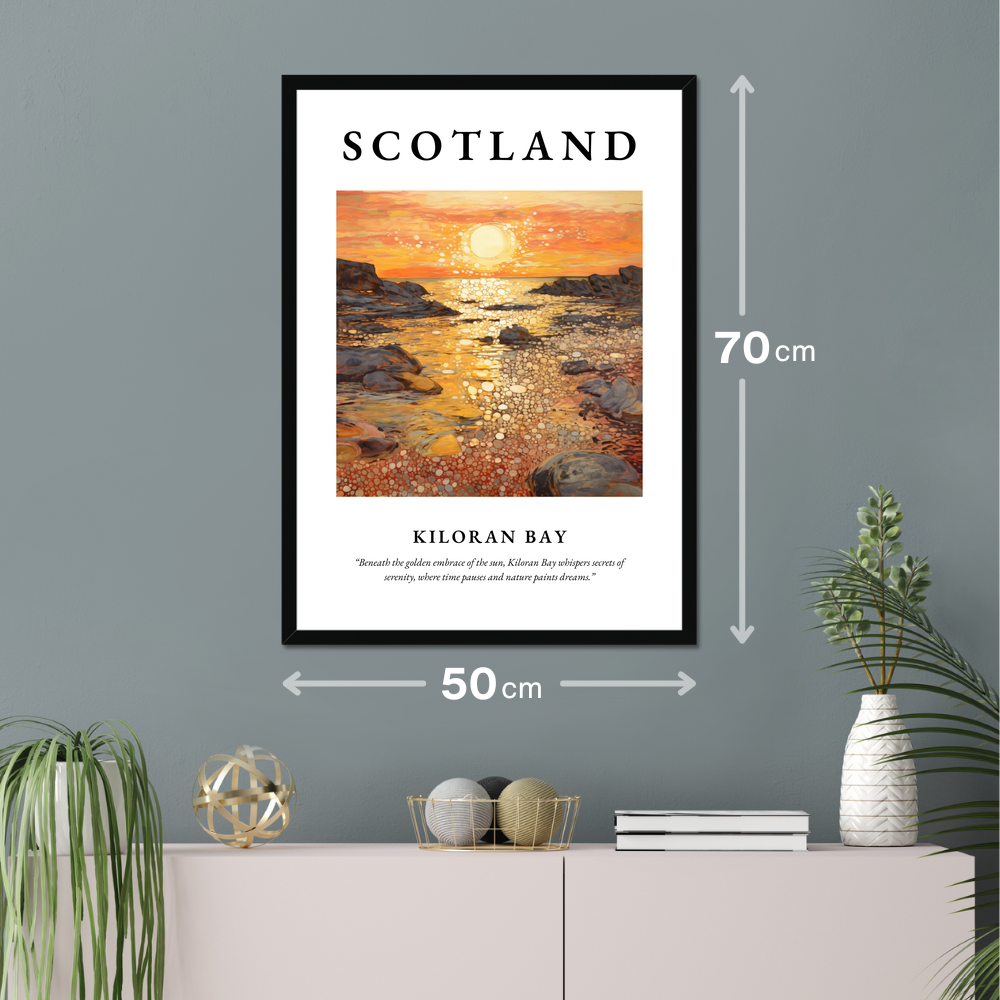 Poster of Kiloran Bay hanging on a wall