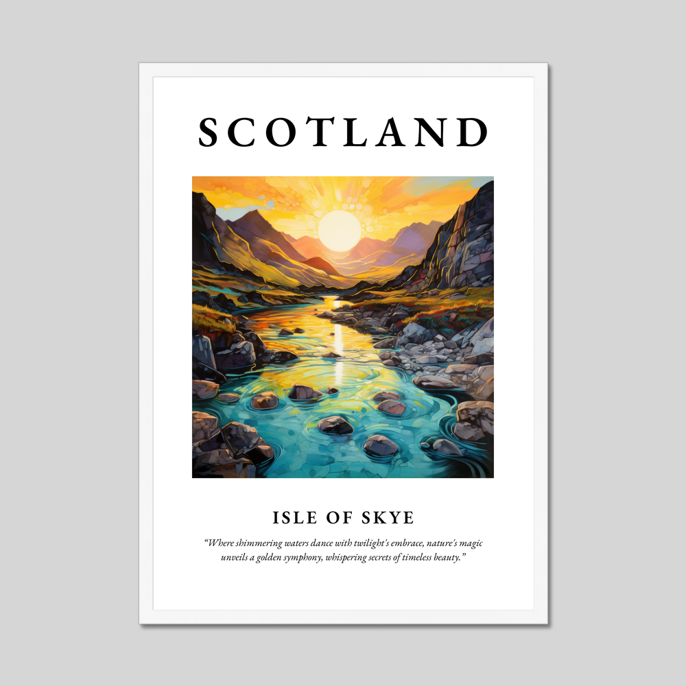 Poster in a white frame with the word Scotland