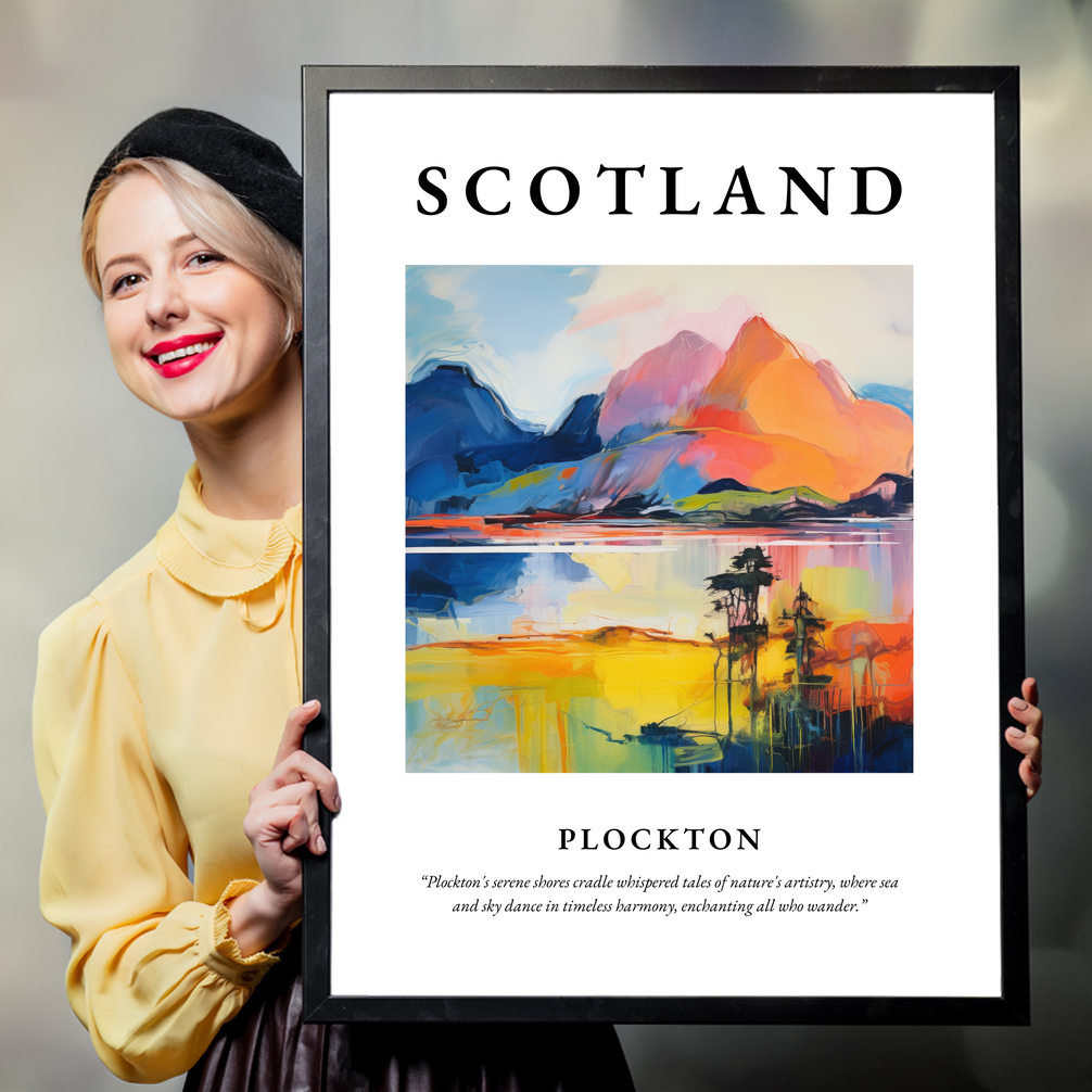 Person holding a poster of Plockton