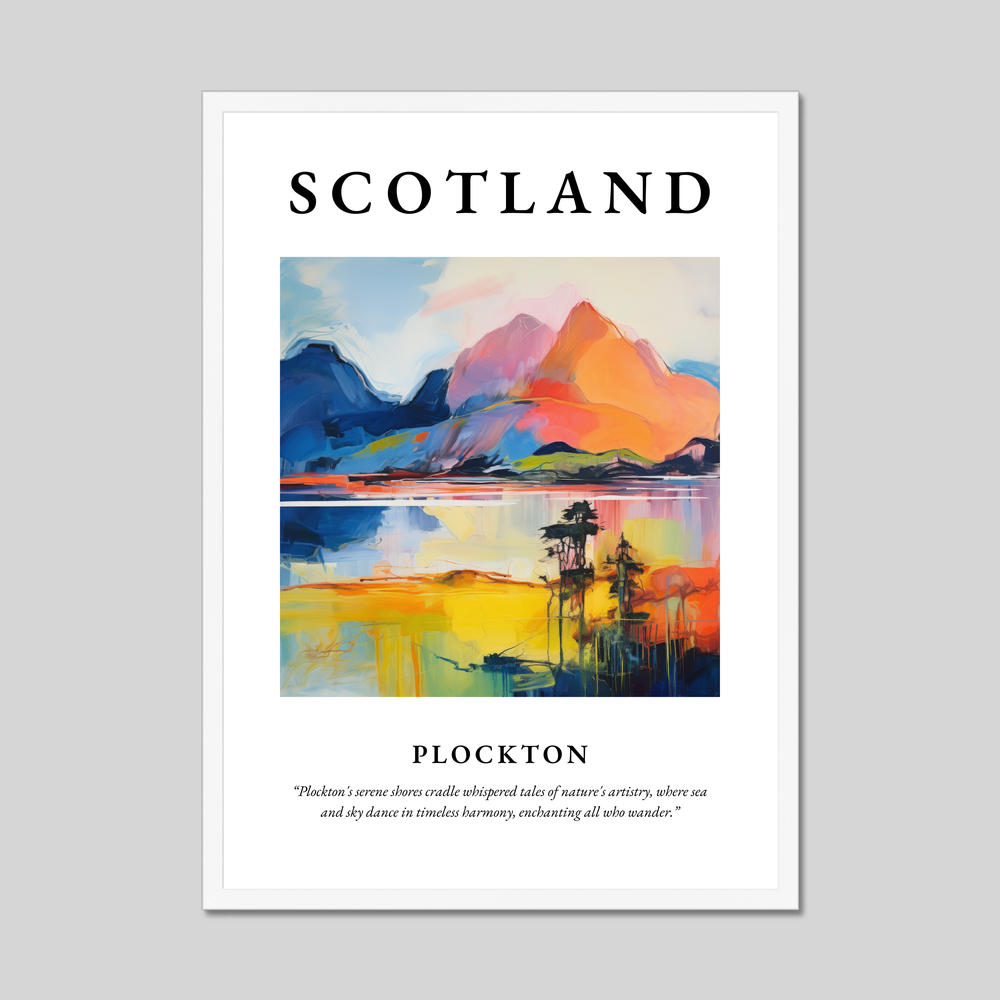 Poster in a white frame with the word Scotland